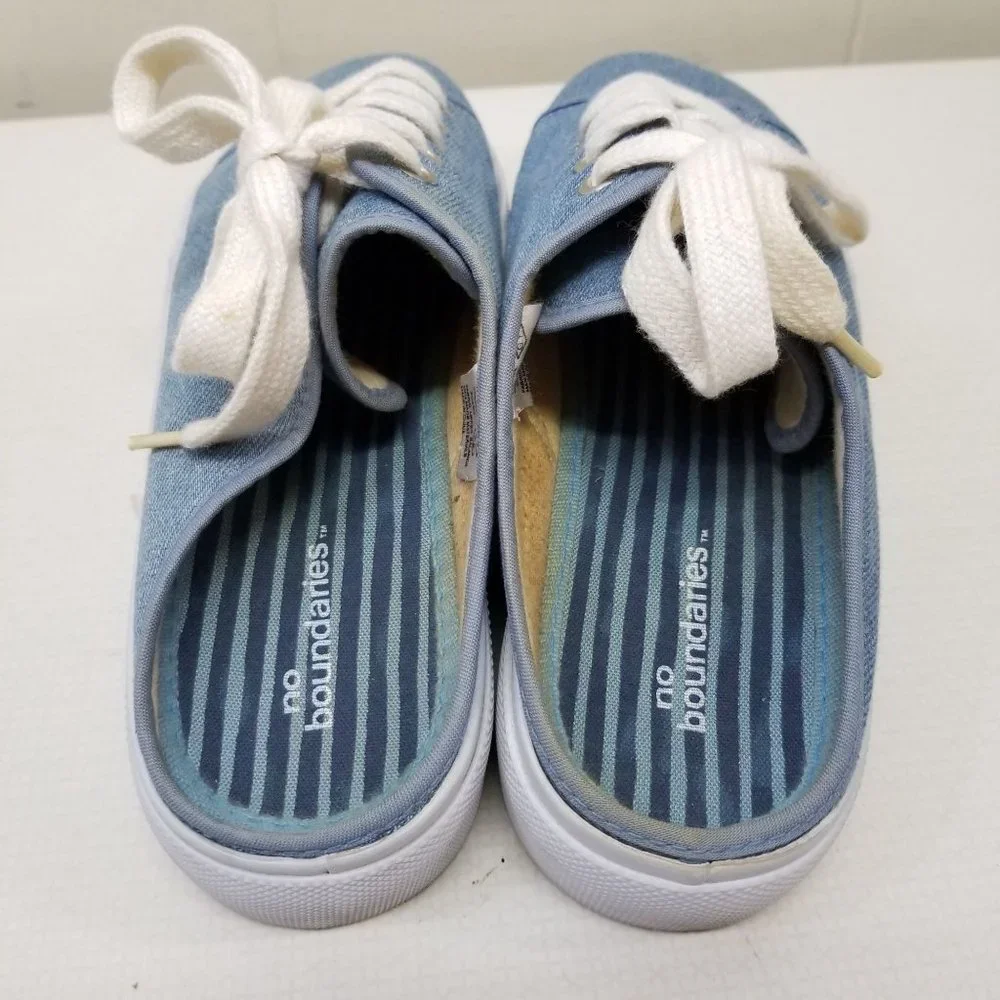 No Boundaries 7.5 Slip‎ On Blue Denim Loafers Chunky Platform 90s Y2K Lace Up